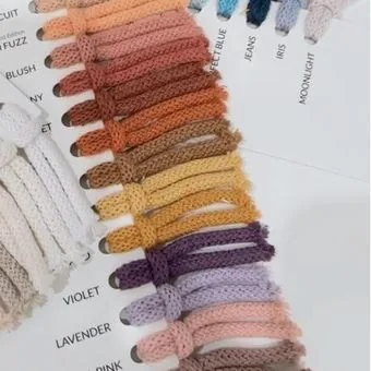 Cotton yarn color chart with the shades available for custom orders