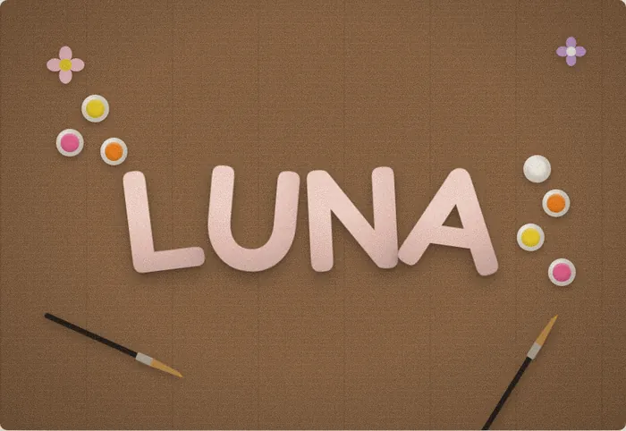 Three-dimensional plaster nursery name sign in warm neutral tones
