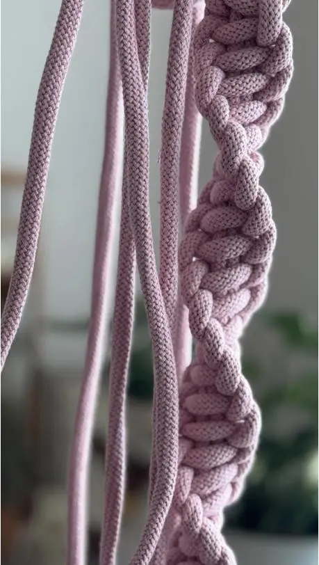 Macrame nursery name banner in undyed cotton with short trimmed fringe